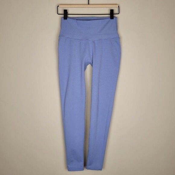 Balance Athletica Size L Vitality Linear Ribbed Leggings Peace Blue - Picture 2 of 9